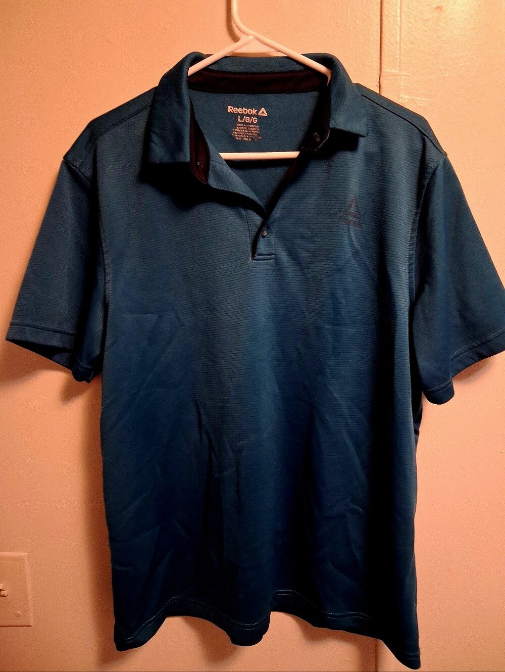 Reebok Men's Teal Blue Polo Shirt with Collar
